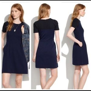 Madewell Gallerist Ponte Dress in Navy and Black